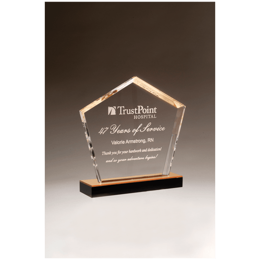 Diamond Series Clear Acrylic Award with Gold Accent - 6" x 7"