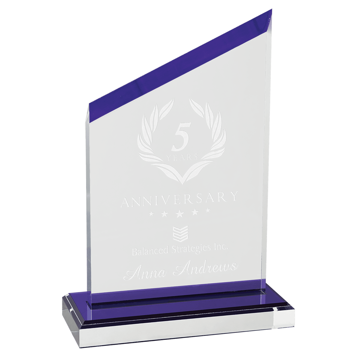 Zenith Series Acrylic Award with Mirror-Top Base - 4½" x 6½" - Purple