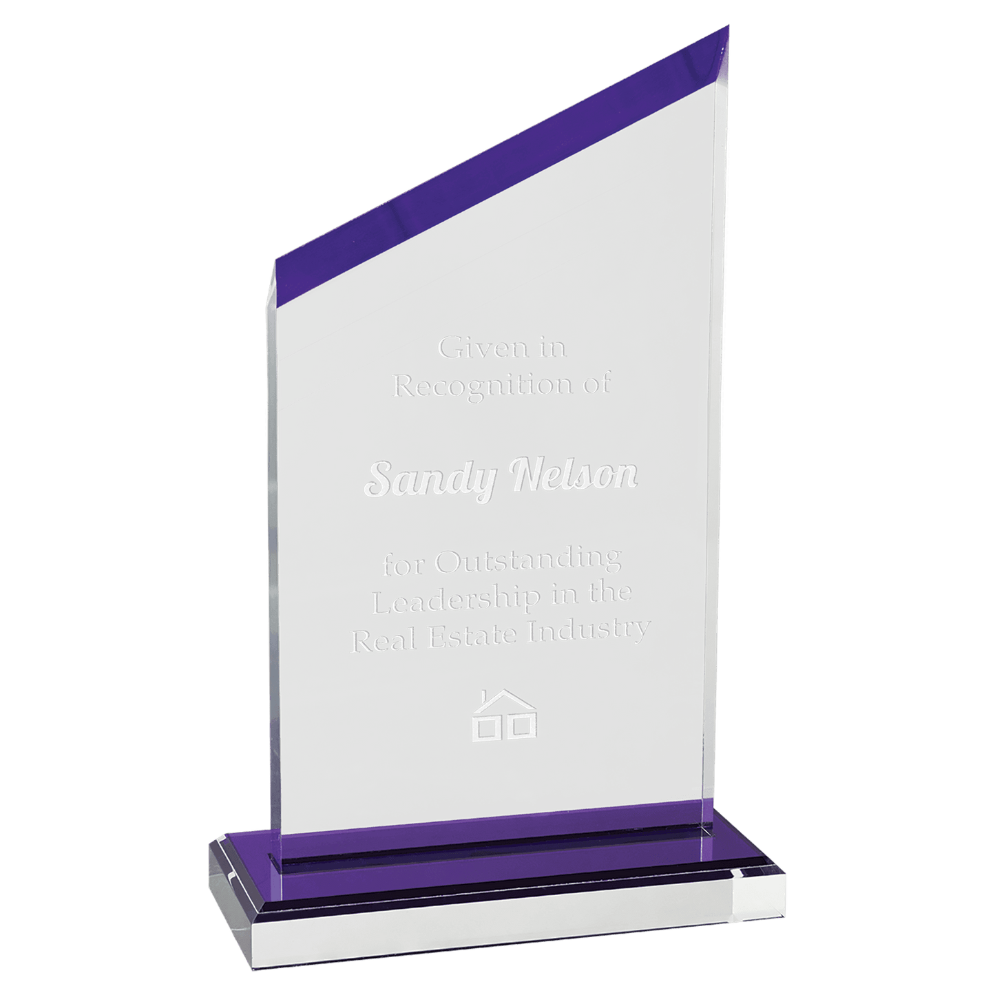 Zenith Series Acrylic Award with Mirror-Top Base - 4½" x 7½" - Purple