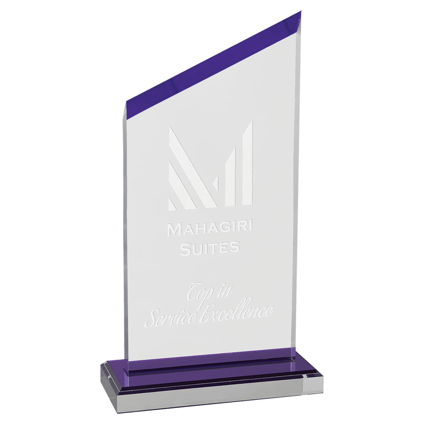 Zenith Series Acrylic Award with Mirror-Top Base - 4½" x 8½" - Purple