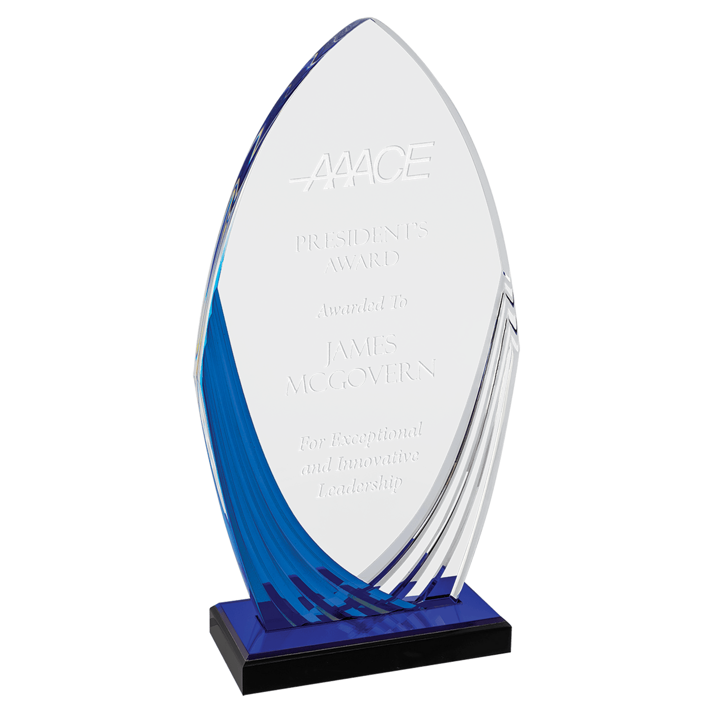 Tidal Series Acrylic Award with Printed Accent - 4¾" x 9" - Blue
