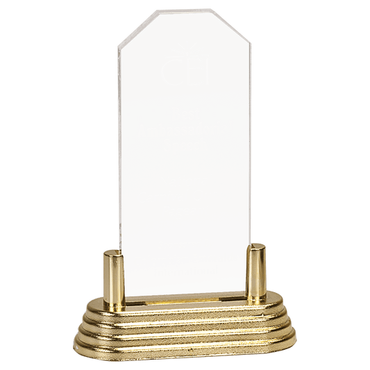Medium Clear Clip Corner Acrylic with Gold Base