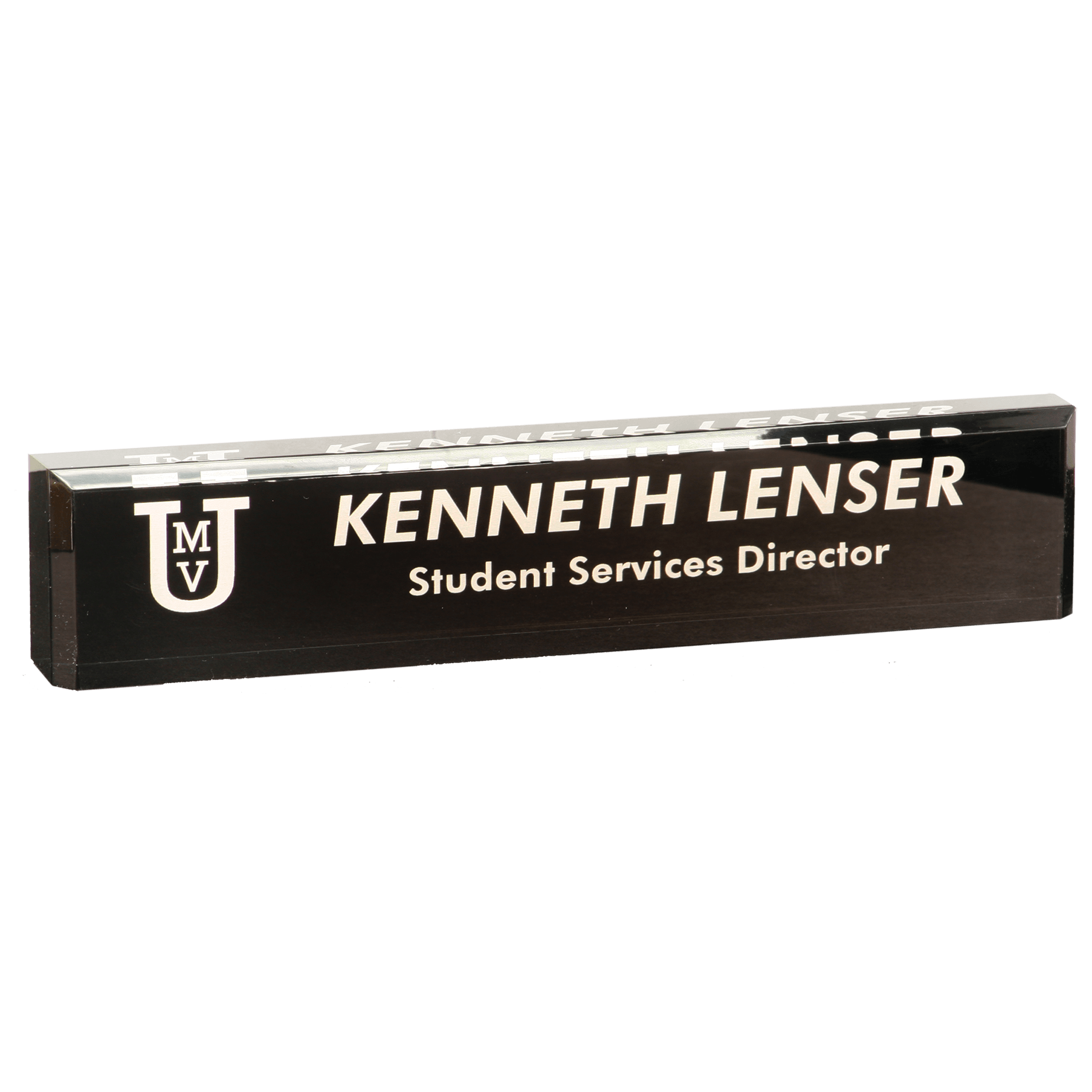 Black acrylic desk wedge name plate