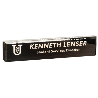 Black acrylic desk wedge name plate
