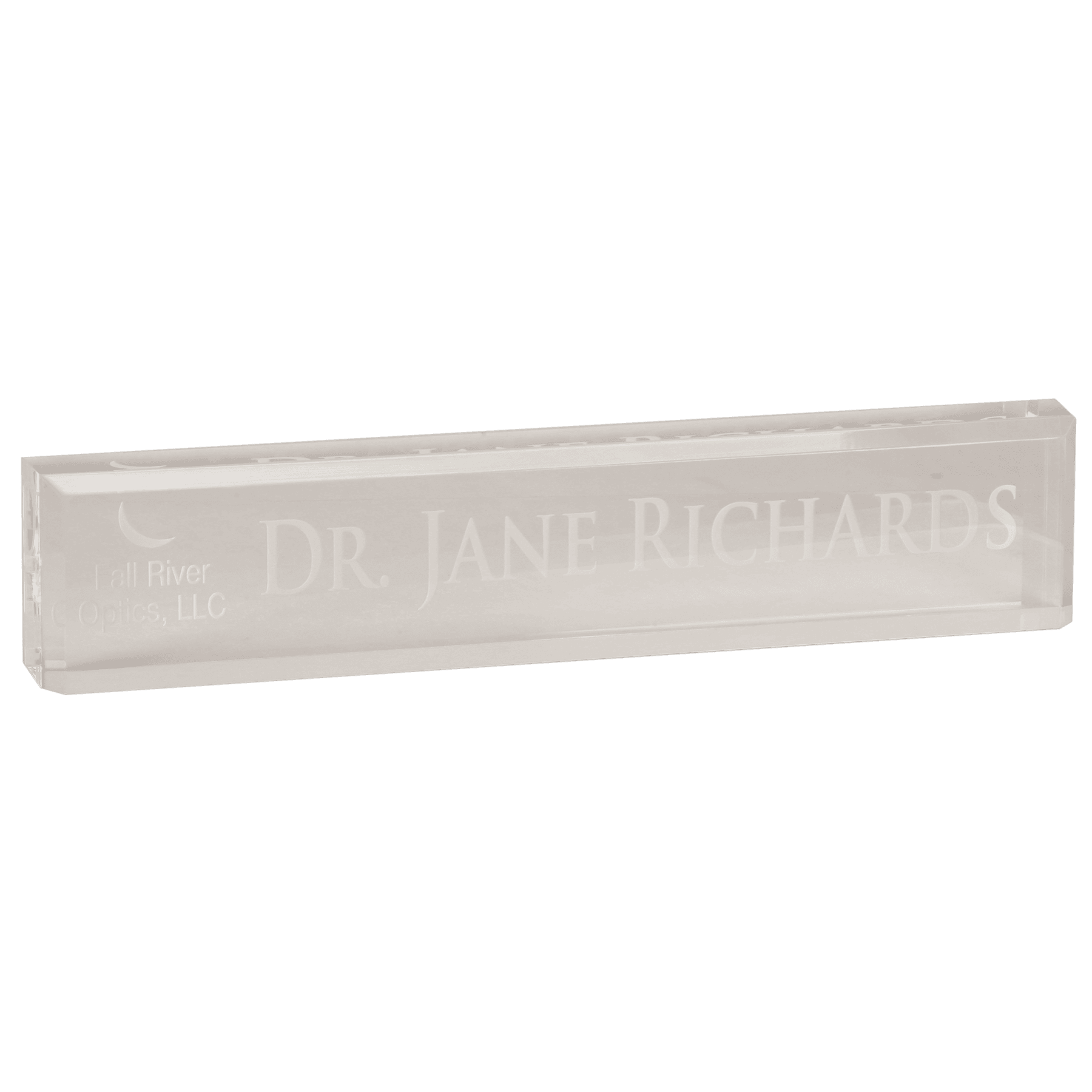 Clear acrylic desk wedge name plate