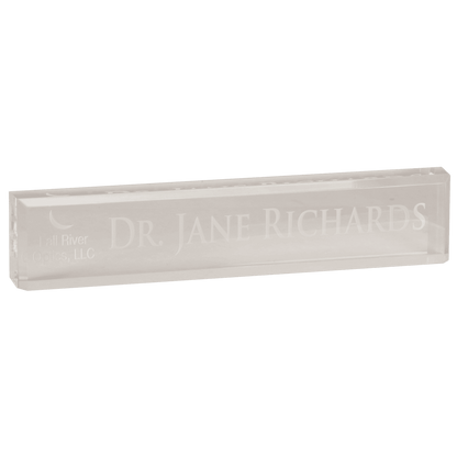Clear acrylic desk wedge name plate
