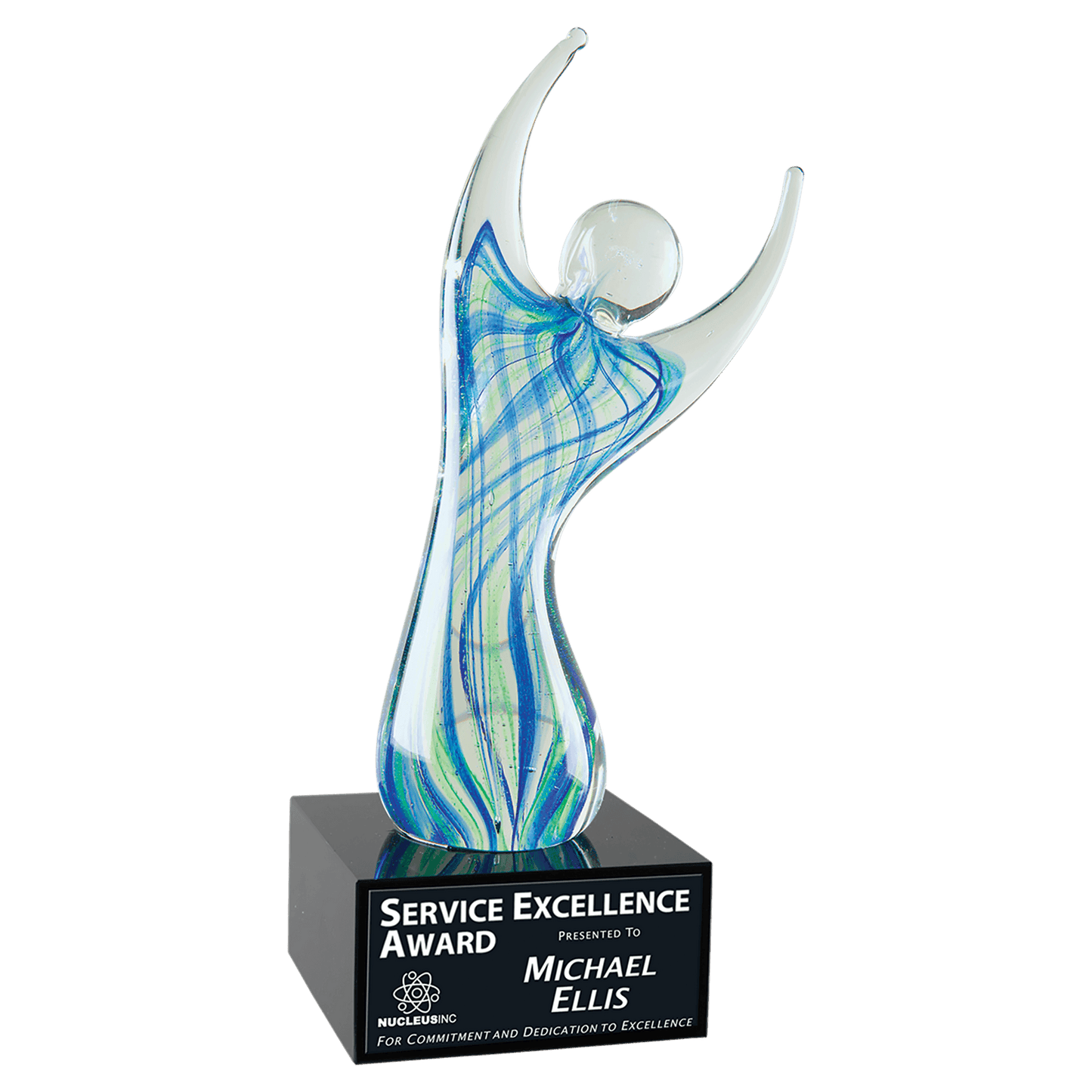 9" Raised Arms Art Glass, hand-blown glass award