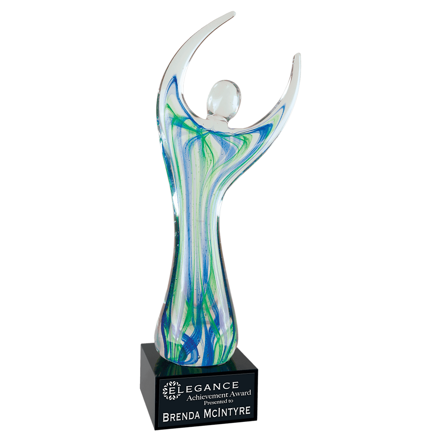 12" Raised Arms Art Glass, hand-blown glass award