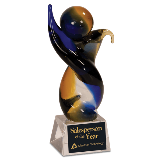 7 3/4" Twisted Body Art Glass, hand-blown glass award