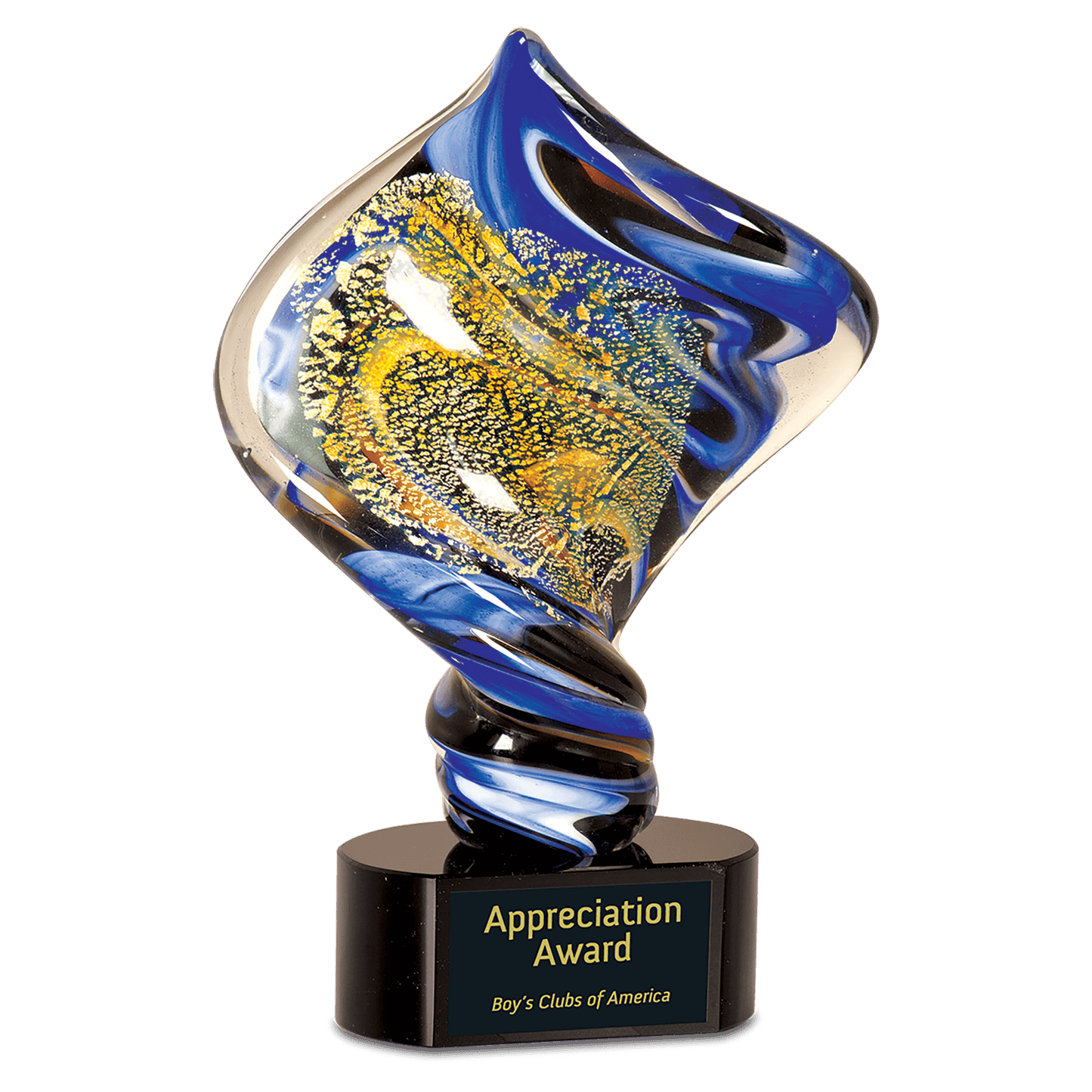 11" Diamond Twist Art Glass, hand-blown glass award