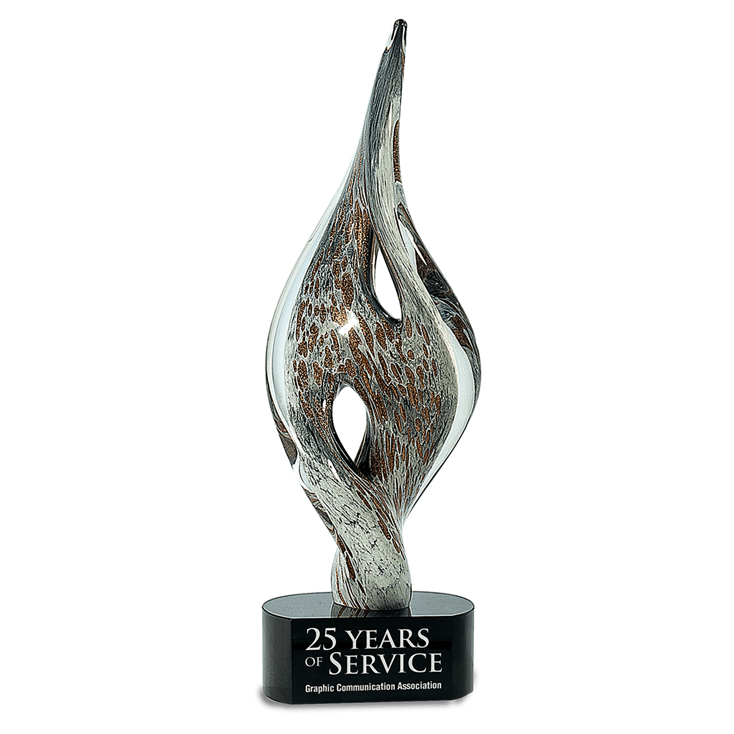 15" Spire Twist Art Glass, hand-blown glass award