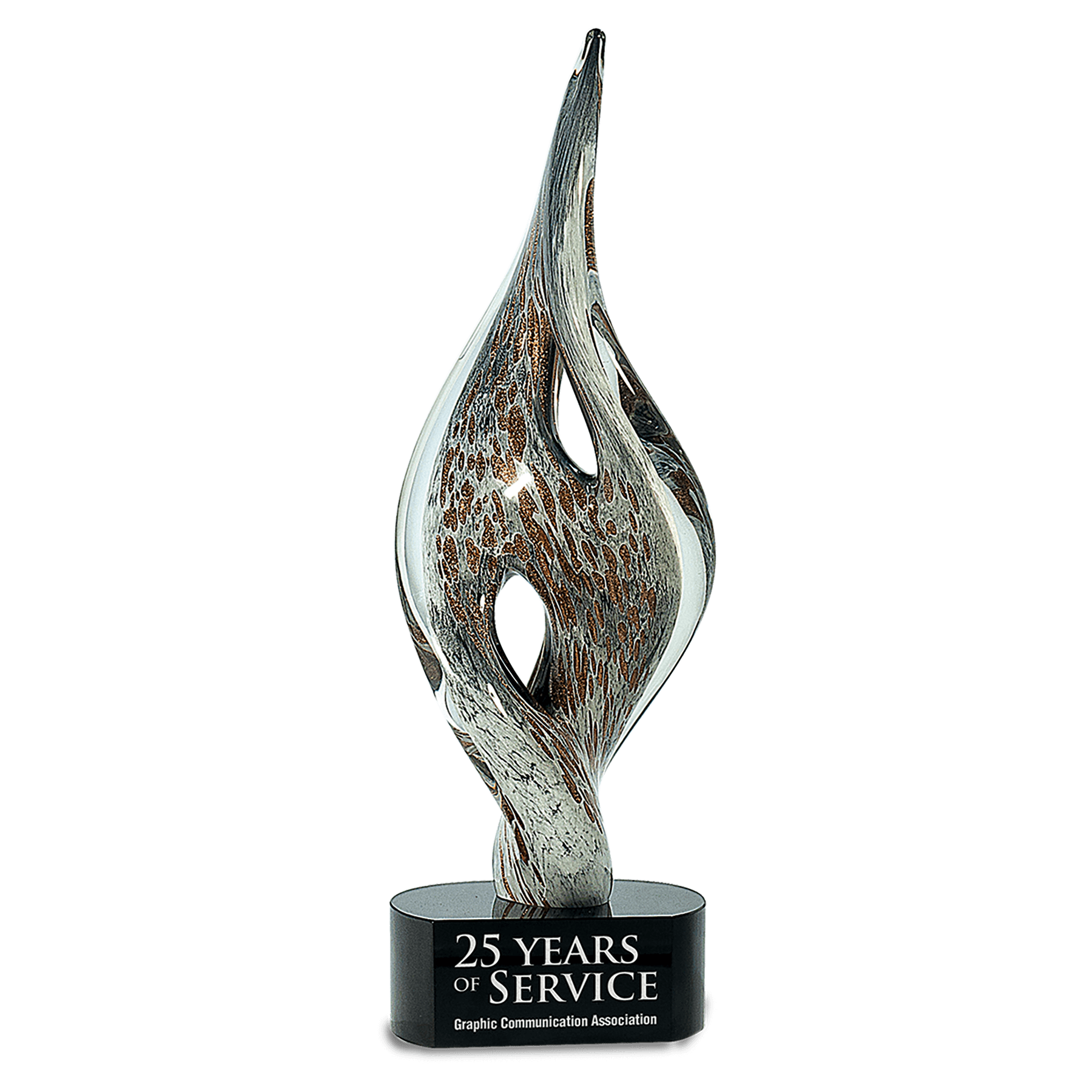 15" Spire Twist Art Glass, hand-blown glass award