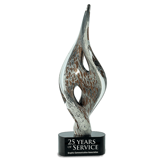 15" Spire Twist Art Glass, hand-blown glass award