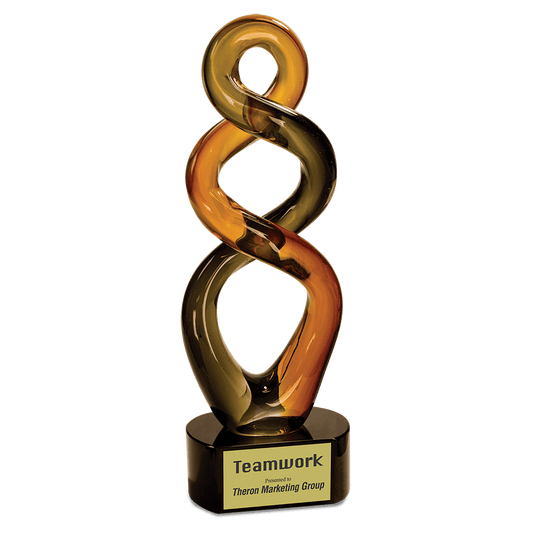 13 1/2" Brown Twist Art Glass, hand-blown glass award