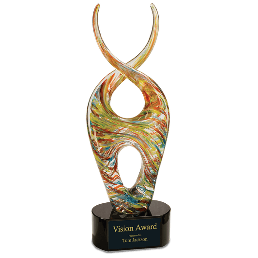14" Color Twist Art Glass, hand-blown glass award