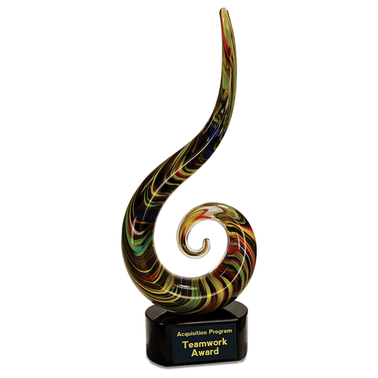 15 1/2" Color Swoop Art Glass, hand-blown glass award