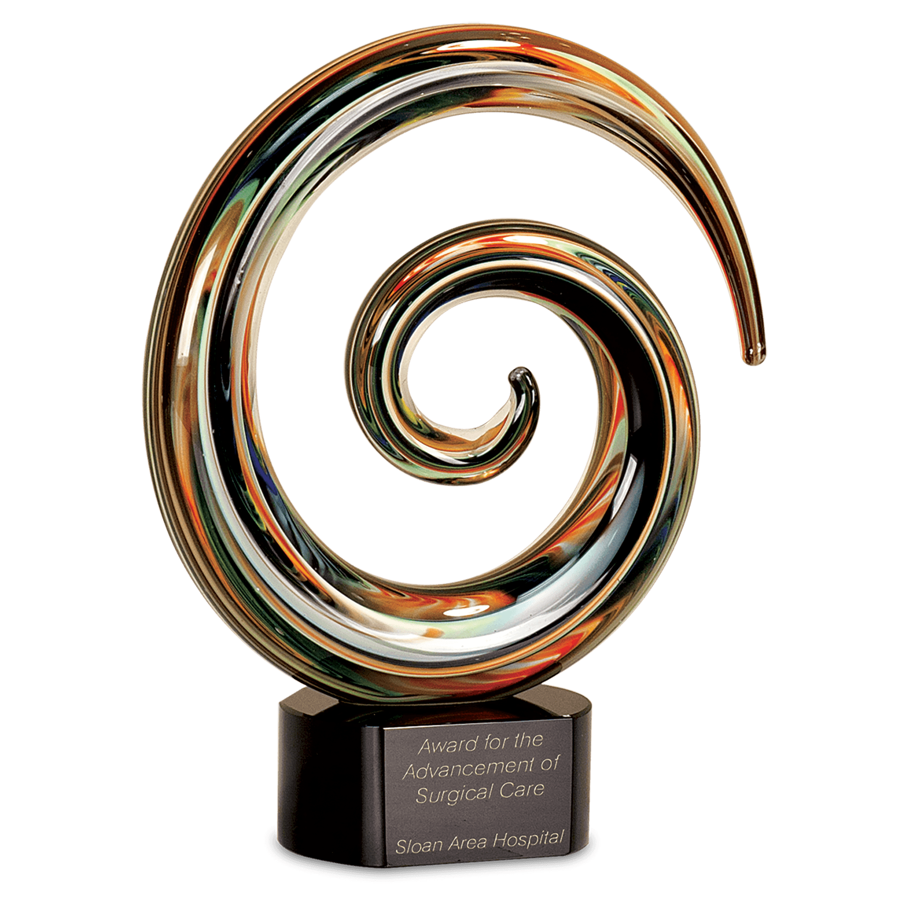 9 1/4" Swirl Art Glass, hand-blown glass award