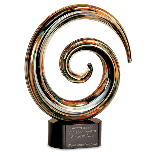 9 1/4" Swirl Art Glass, hand-blown glass award