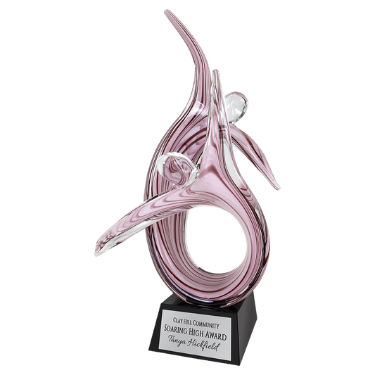 16 1/2" Duo Figure Rising Art Glass, hand-blown glass award