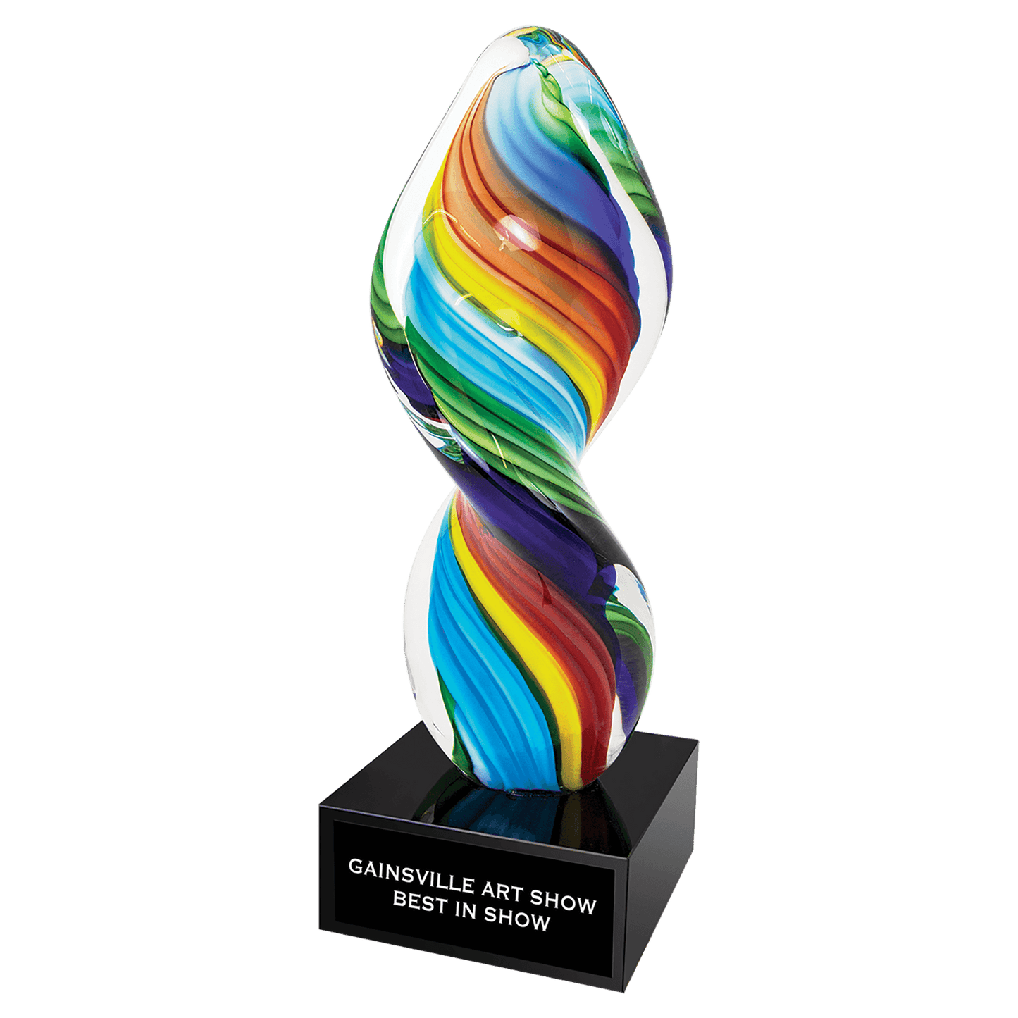 10 1/2" Rainbow Twist Art Glass, hand-blown glass award