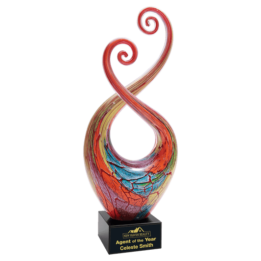14" Multi-Color Twist Art Glass, hand-blown glass award