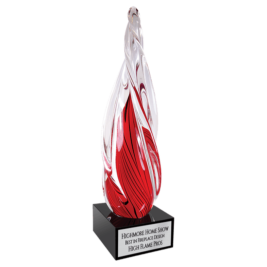 12" Red Twisted Spire Art Glass, hand-blown glass award