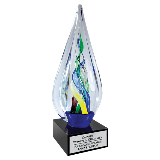 10 3/4" Infinity Twist Art Glass, hand-blown glass award