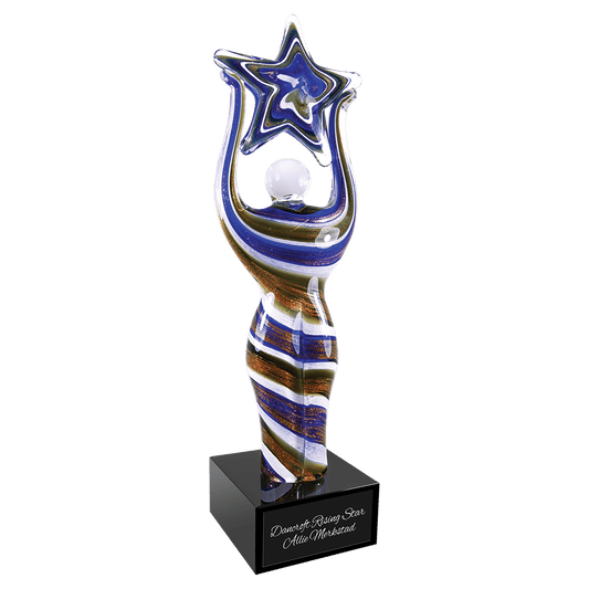 12" Star Figure Art Glass, hand-blown glass award