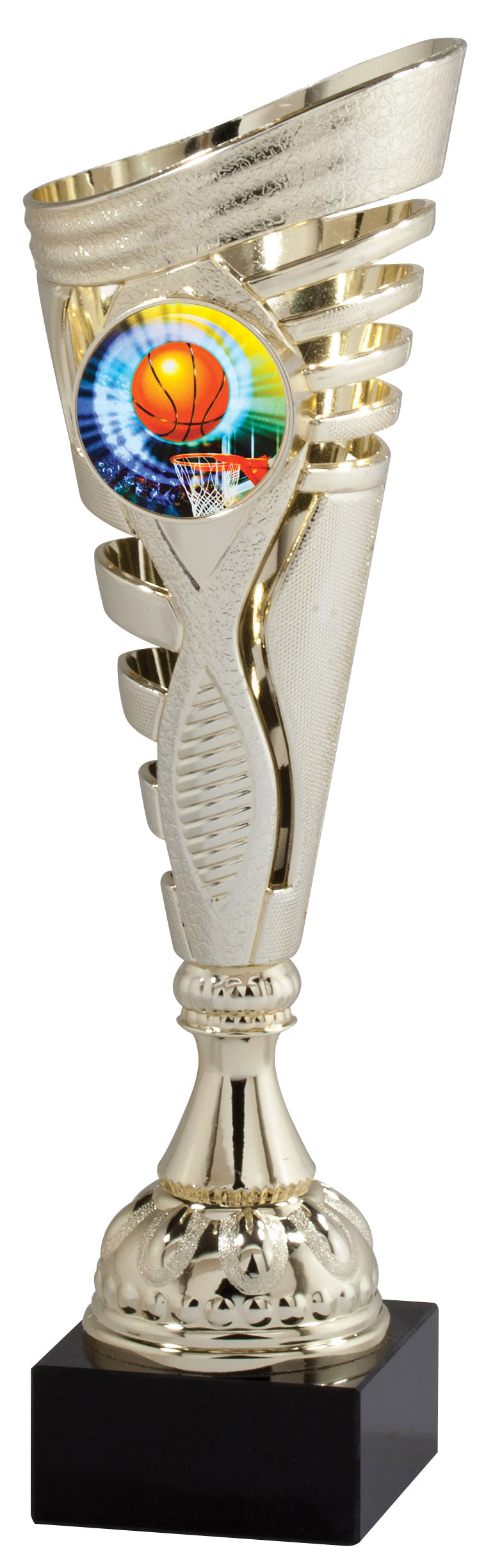 Gold Ribbed Insert Cup Trophy – 14"