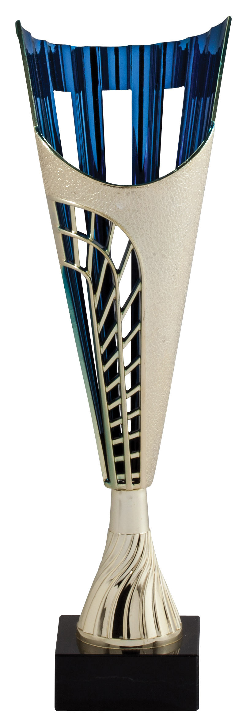 Spire cup trophy, gold and blue, 13½ inch, on black marble base