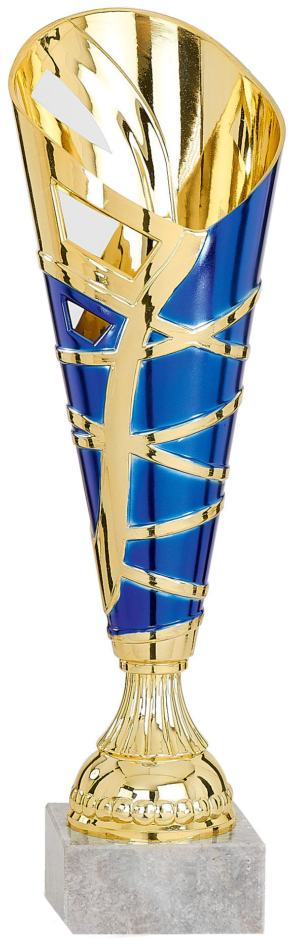 Blue Geometric Cone Cup Trophy – 13"