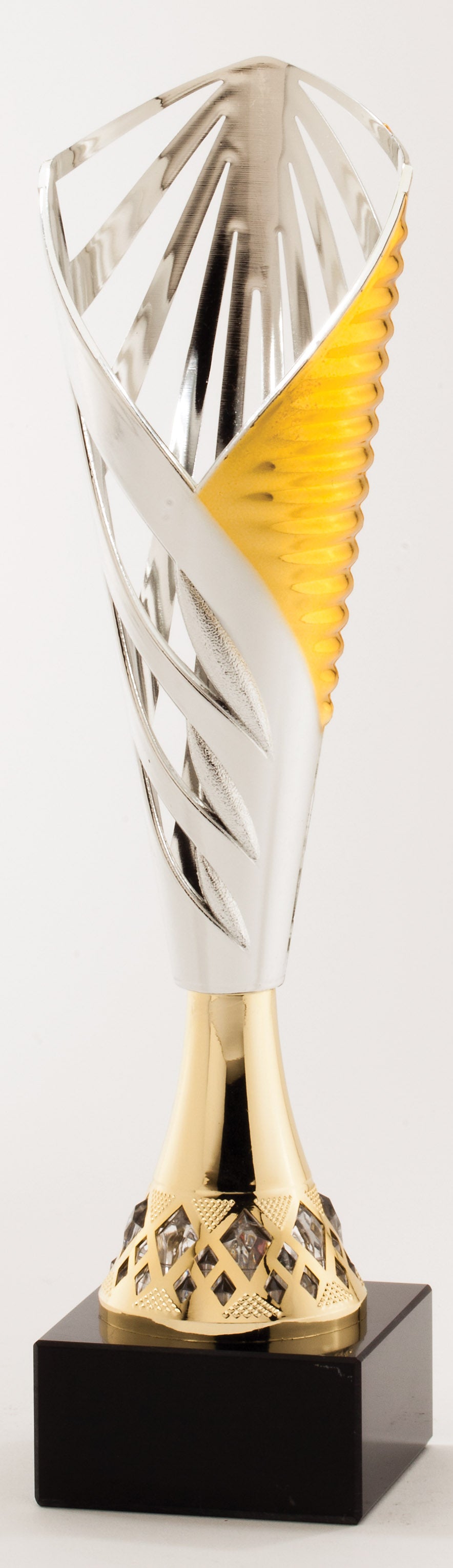 Spiral Lattice Cup Trophy – Silver & Yellow