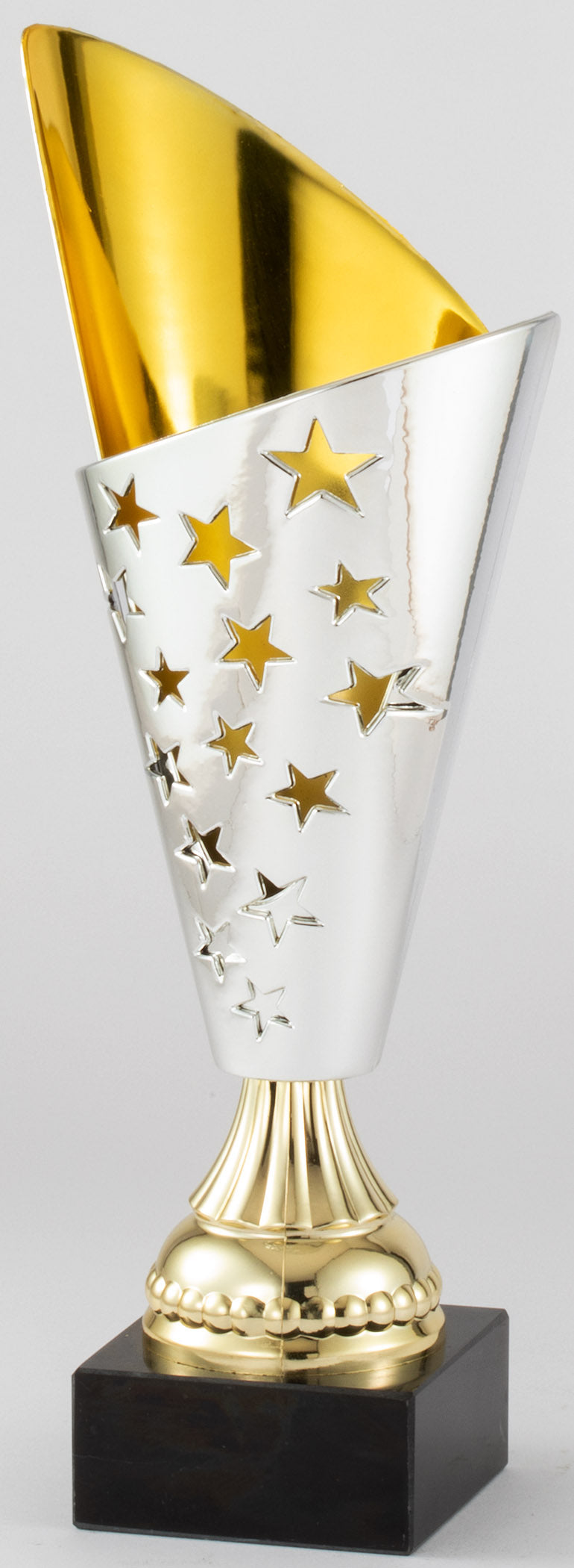 Starburst Angled Cup Trophy – Silver & Gold / 9"