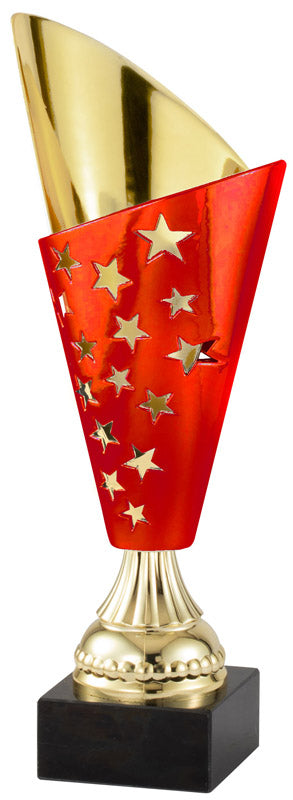 Starburst Angled Cup Trophy – Gold & Red / 14"