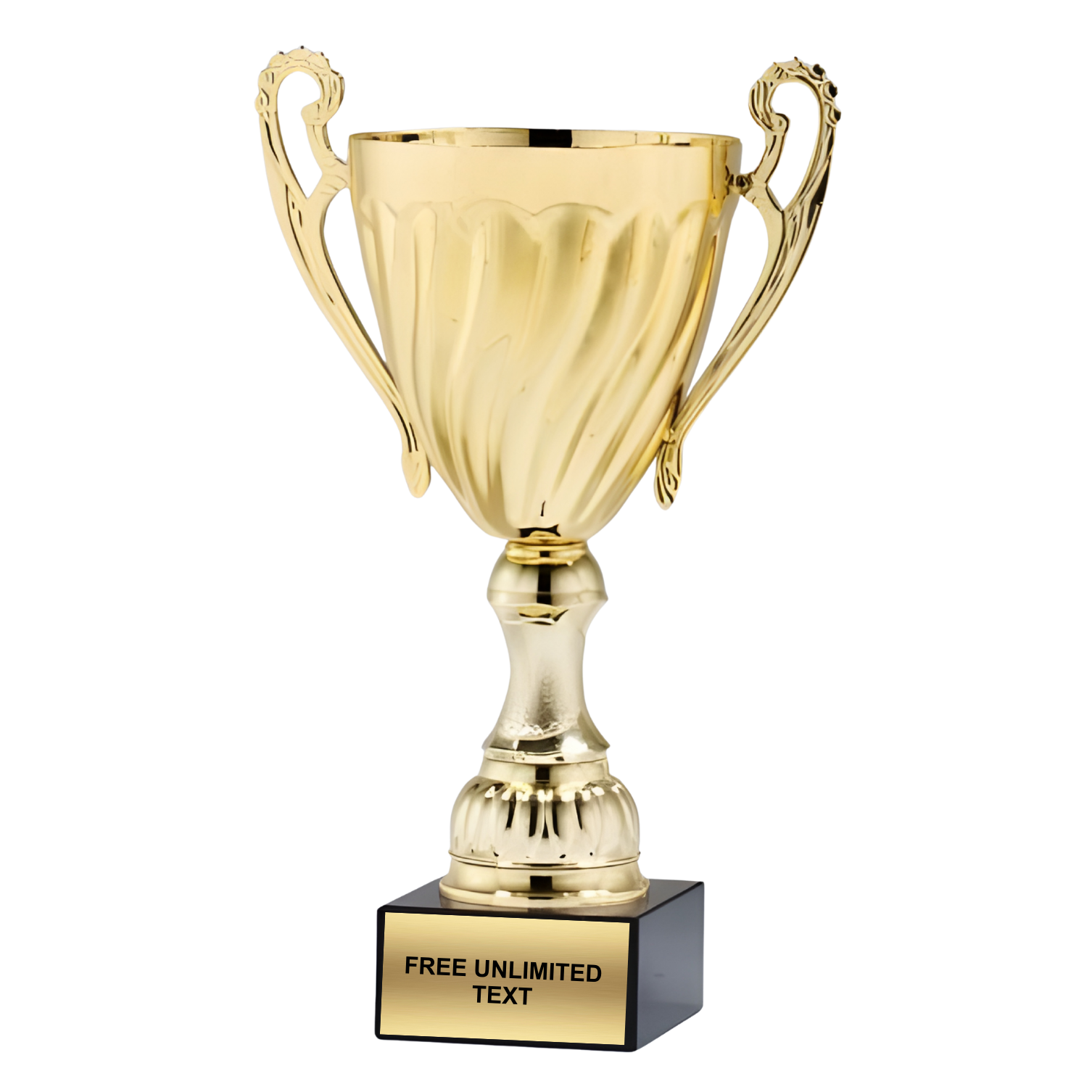 Gold Trophy Cup on Black Marble base with Gold Plate