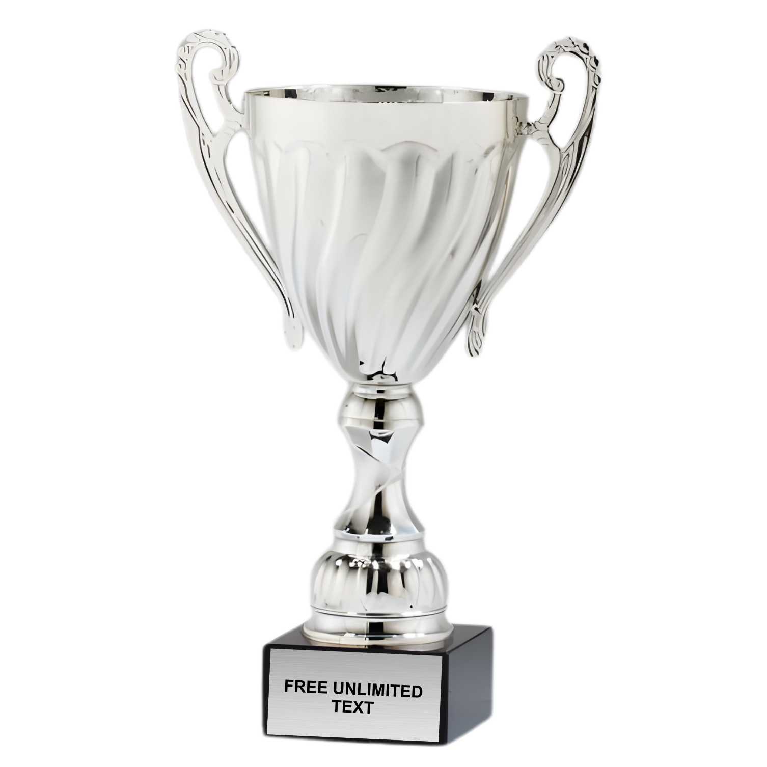 Silver Trophy Cup on Black Marble base with Silver Plate