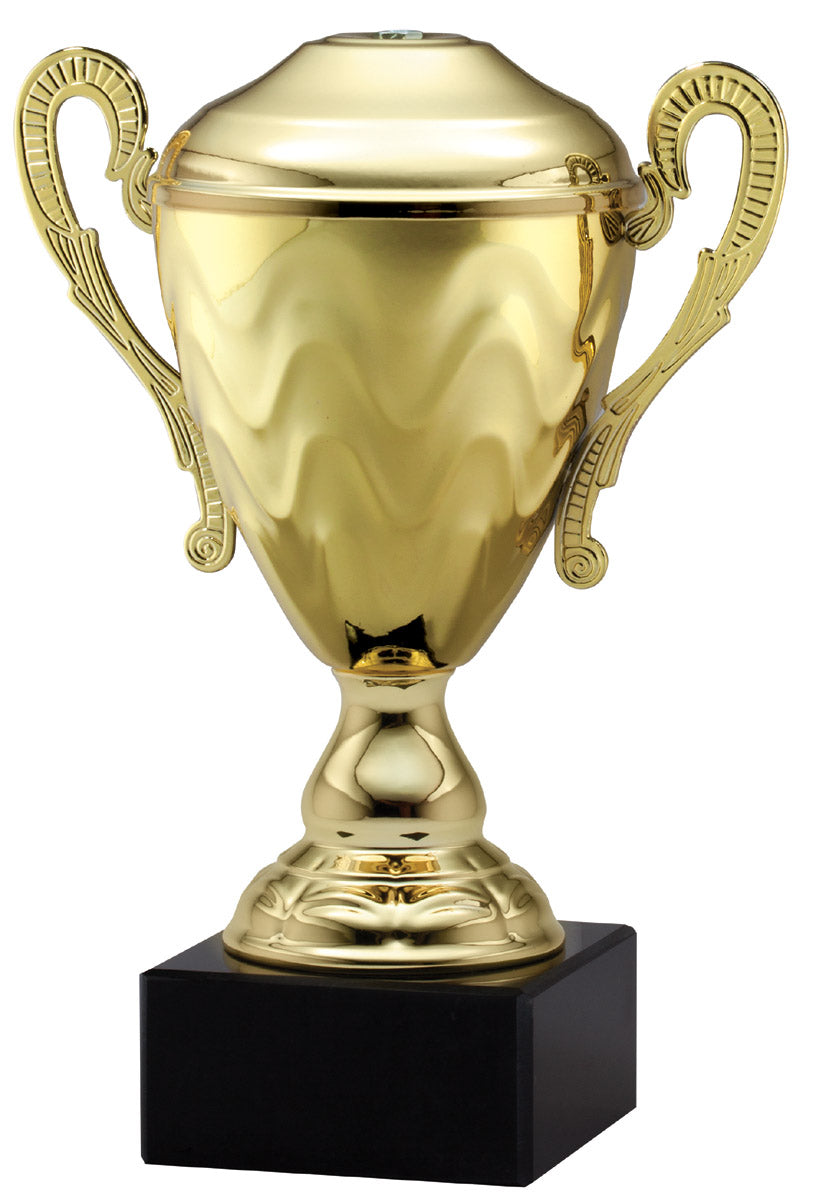 Gold Wave Cup Trophy with Lid – engravable award