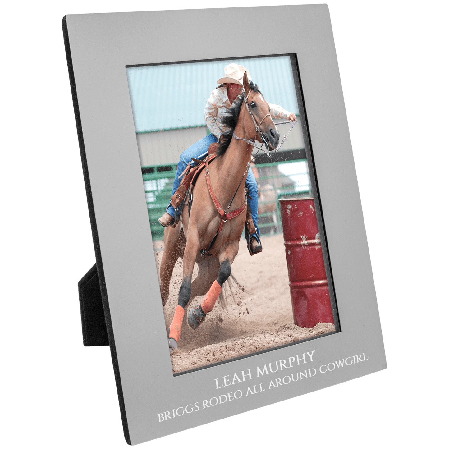 Personalized gray anodized aluminum photo frame, custom engraved – 4 x 6 inch