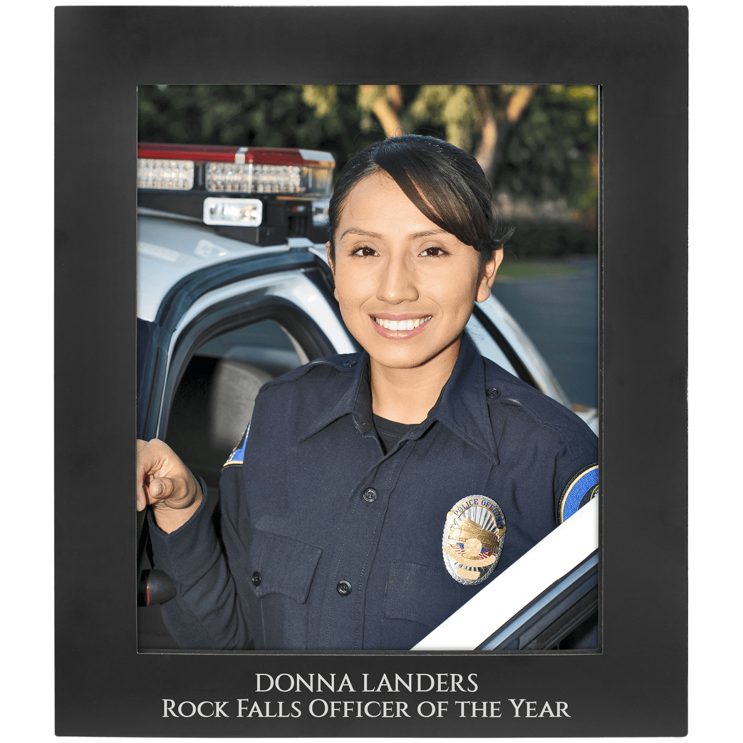 Personalized black anodized aluminum photo frame, custom engraved – 8 x 10 inch