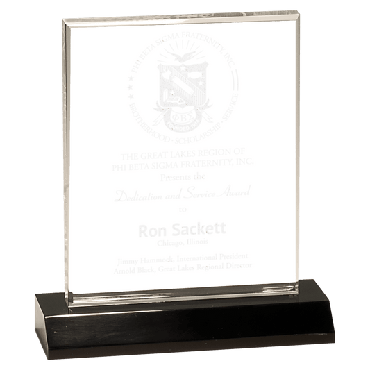 Small Clear Acrylic Rectangle with Black Acrylic Base