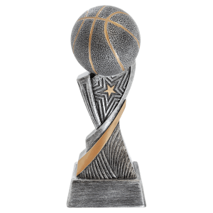 Basketball Aspire resin trophy with the basketball on a modern base