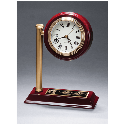 Rail station style desk clock on a rosewood high gloss base