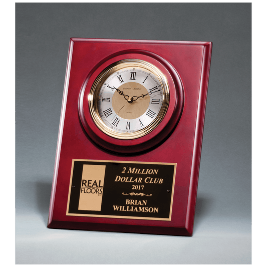 Cherry finish clock with three hand movement, wall mount or shelf stand