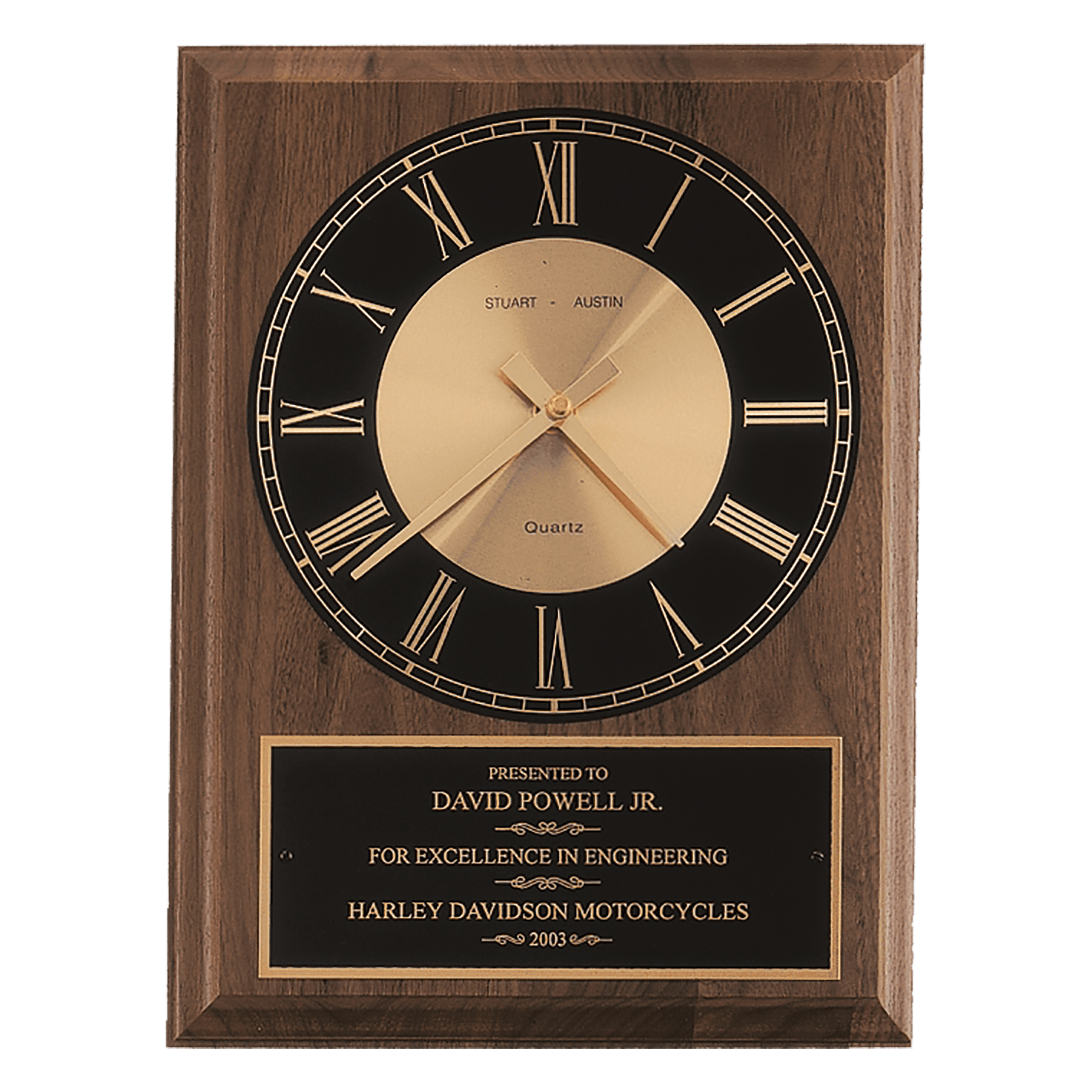 American walnut round face quartz wall clock