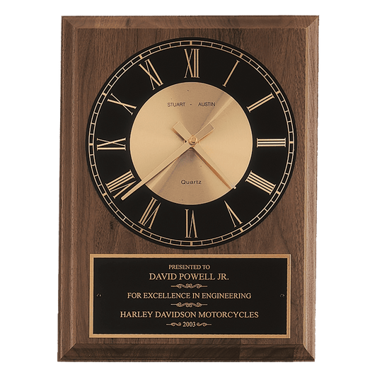 American walnut round face quartz wall clock