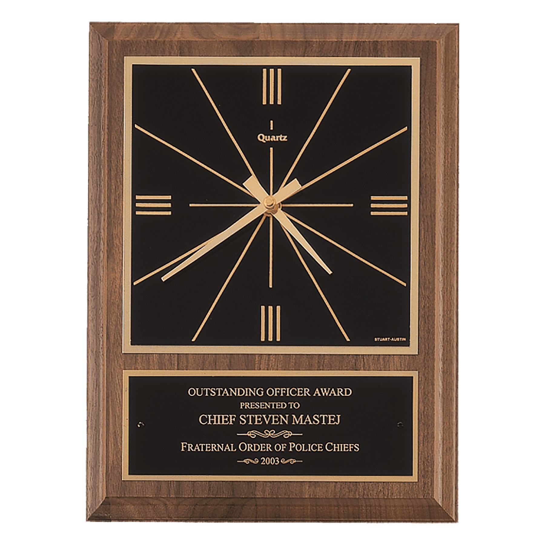 American walnut square face quartz wall clock