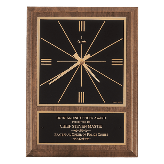 American walnut square face quartz wall clock