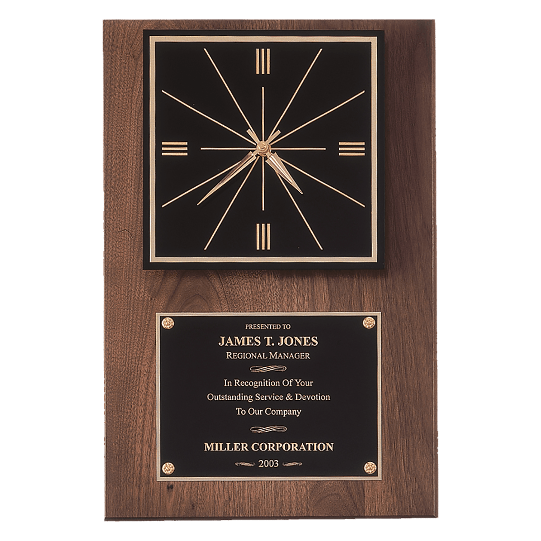 American walnut quartz clock that hangs vertical or horizontal