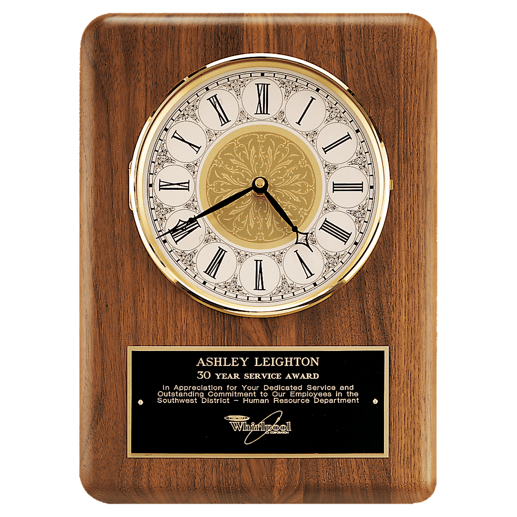 Solid brass diamond spun bezel wall clock with glass lens and ivory dial
