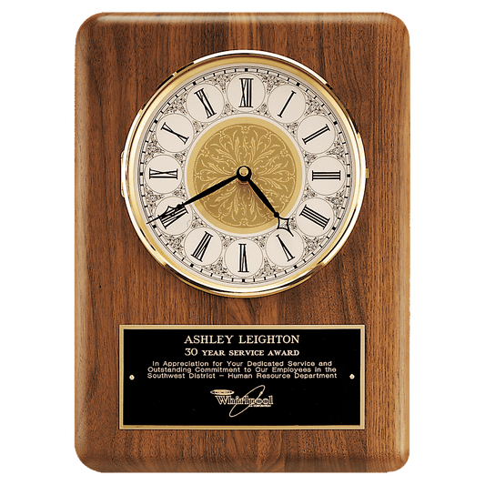 Solid brass diamond spun bezel wall clock with glass lens and ivory dial